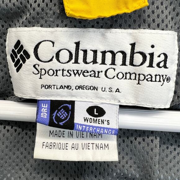 Columbia Womens Interchange Jacket Yellow Black Hooded Waterproof Rain Jacket L - Picture 2 of 12
